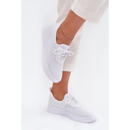 Material zapatos deportivos atacados en la plataforma blanca para mujeres blanco 5