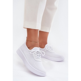 Material zapatos deportivos atacados en la plataforma blanca para mujeres blanco 2