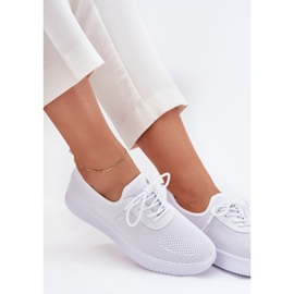 Material zapatos deportivos atacados en la plataforma blanca para mujeres blanco 7