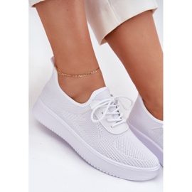 Material zapatos deportivos atacados en la plataforma blanca para mujeres blanco 8