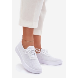 Material zapatos deportivos atacados en la plataforma blanca para mujeres blanco 1