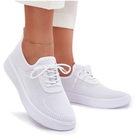 Material zapatos deportivos atacados en la plataforma blanca para mujeres blanco 9