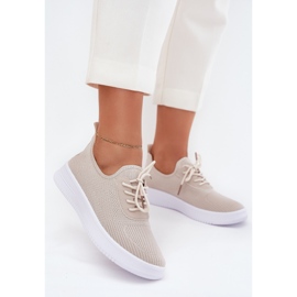 Material zapatos deportivos atacados en la plataforma beige para mujeres 2