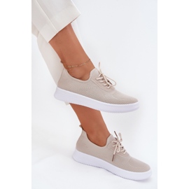 Material zapatos deportivos atacados en la plataforma beige para mujeres 6