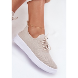 Material zapatos deportivos atacados en la plataforma beige para mujeres 7