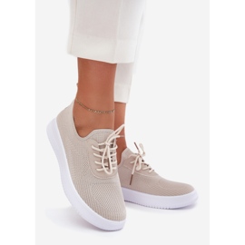Material zapatos deportivos atacados en la plataforma beige para mujeres 1