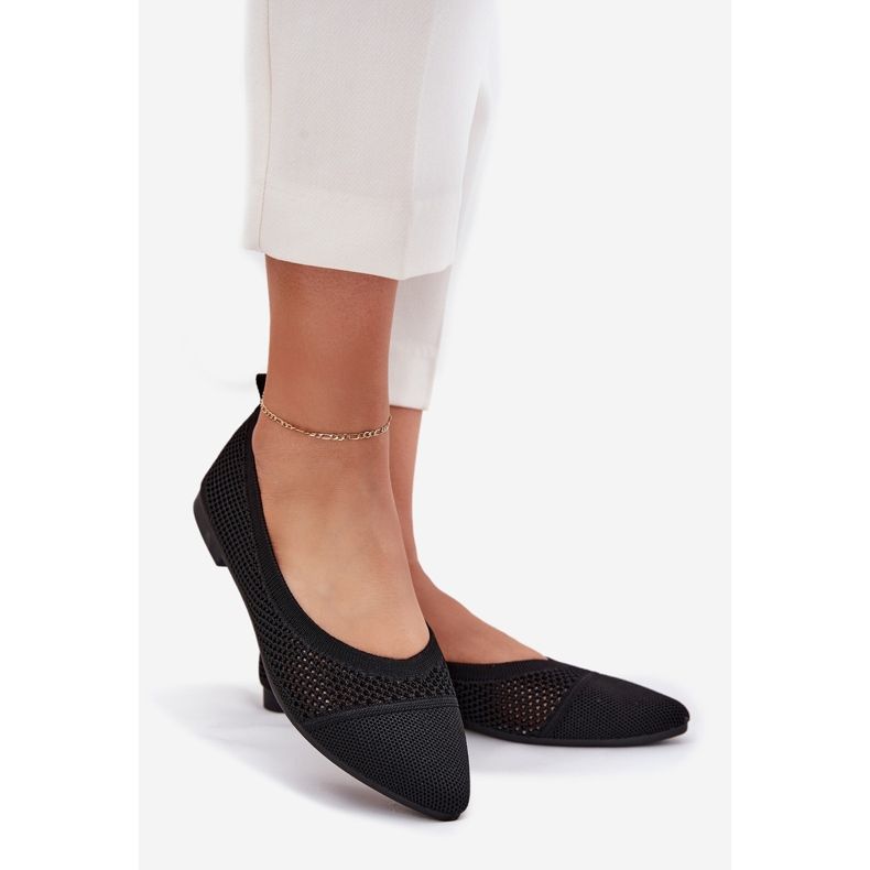 Ballerinas de malla de mujeres femeninas negras negro 1