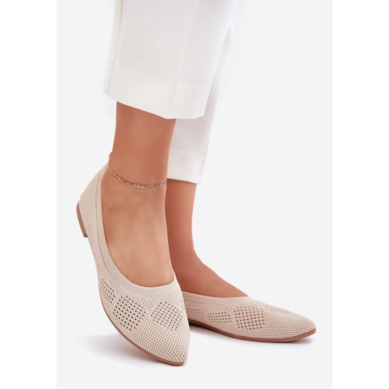 Ballerinas de materiales para mujeres beige 1