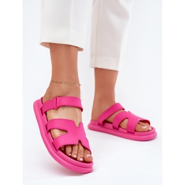 Flip de goma de mujeres con cinturón de fucsia rosado 2