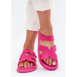 Flip de goma de mujeres con cinturón de fucsia rosado 3