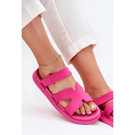 Flip de goma de mujeres con cinturón de fucsia rosado 6