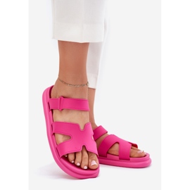 Flip de goma de mujeres con cinturón de fucsia rosado 1