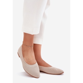 Beige -Mesh Material Ballerinas Ballerinas 1