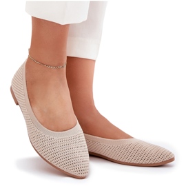 Beige -Mesh Material Ballerinas Ballerinas 8