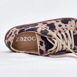 Zapatillas de ante femeninas en Zazoo N1120 Brown-Beige marrón 9