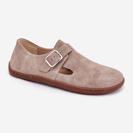 Zapatos de gamuza para mujeres con una hebilla de beige Zazoo N1261 4