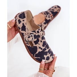 Zapatos de gamuza para mujeres con un sesgo de tocino de hebilla Zazoo N1261 Brown-Beige marrón 2 Zapatos de gamuza para mujeres con un sesgo de tocino de hebilla Zazoo N1261 Brown-Beige marrón 2