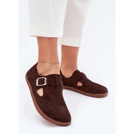 Zapatos de gamuza para mujeres con golpes descalzos Zazoo N1261 Chocolate marrón 2