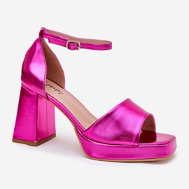 Sandalias de mujeres pintadas en el post fucsia rosado 4