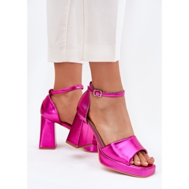 Sandalias de mujeres pintadas en el post fucsia rosado 6