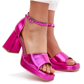 Sandalias de mujeres pintadas en el post fucsia rosado 8
