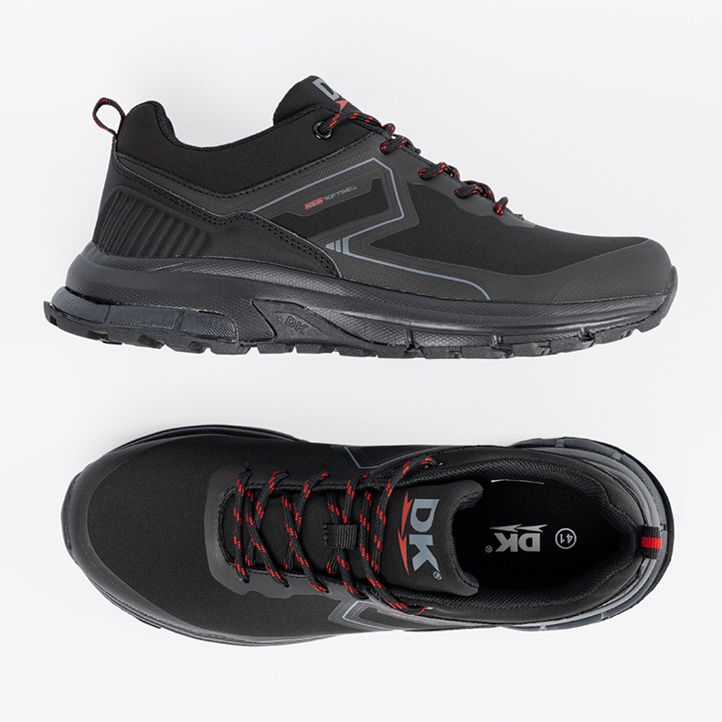 DK Zapatos deportivos negros para hombres con elementos rojos 1