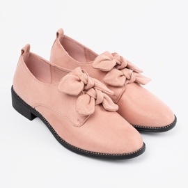 Seastar Zapatos de ante rosa claro con arco decorativo rosado 1