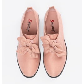 Seastar Zapatos de ante rosa claro con arco decorativo rosado 2