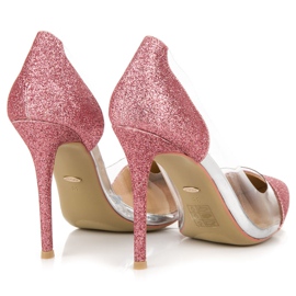 Vices Tacones transparentes con purpurina rosado 2