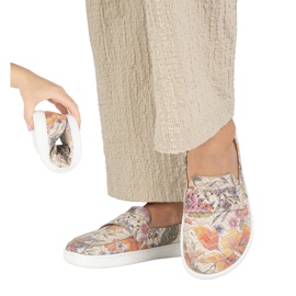Olivier Mocasines de Inga Barefoot de mujeres con flores de color beige polaco delantero amplio 6