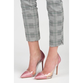 Vices Tacones transparentes con purpurina rosado 3