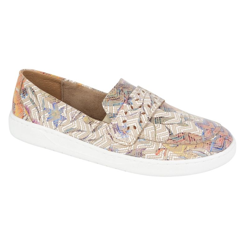 Olivier Mocasines de Inga Barefoot de mujeres con flores de color beige polaco delantero amplio 1