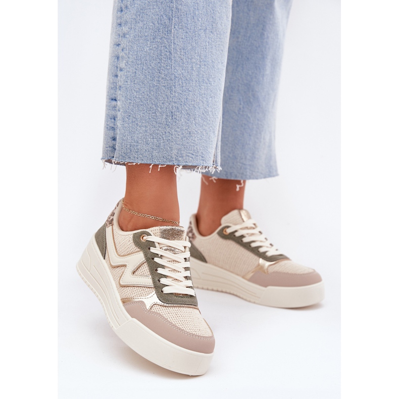 Zapatillas de deporte para mujeres en la plataforma leopardo beige 2