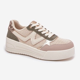 Zapatillas de deporte para mujeres en la plataforma leopardo beige 4