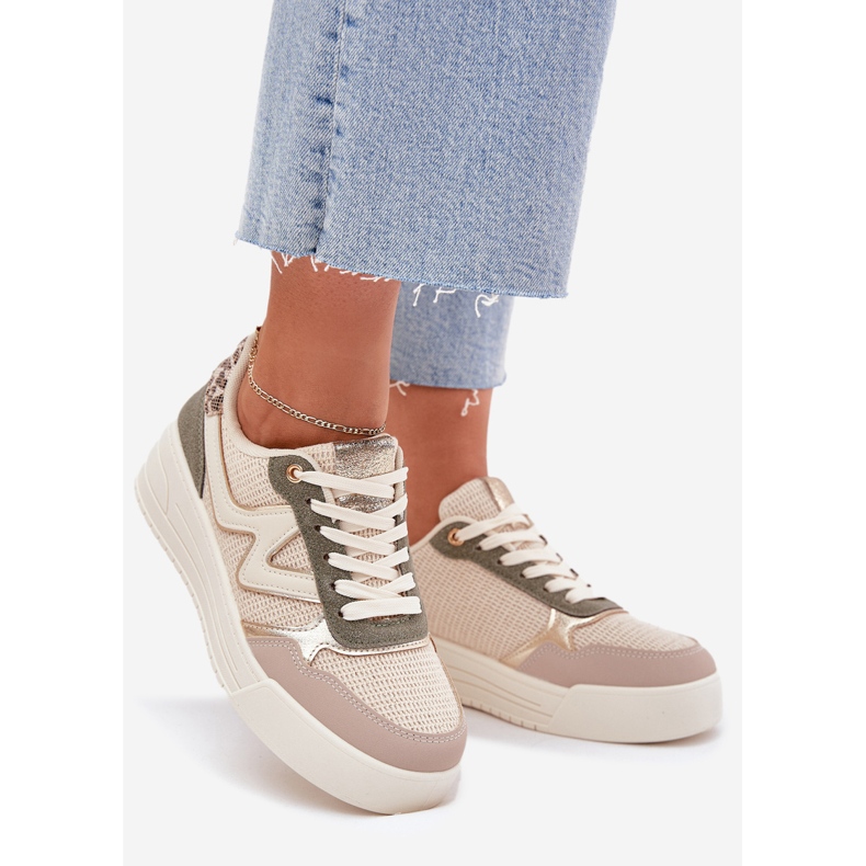 Zapatillas de deporte para mujeres en la plataforma leopardo beige 1