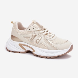 Zapatillas de deporte para mujeres en una suela beige masiva 4