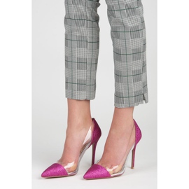 Vices Tacones transparentes con purpurina rosado 4