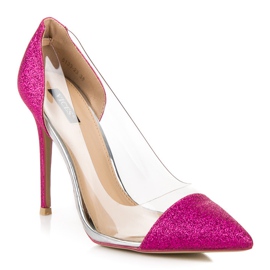 Vices Tacones transparentes con purpurina rosado 6