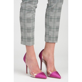 Vices Tacones transparentes con purpurina rosado 5