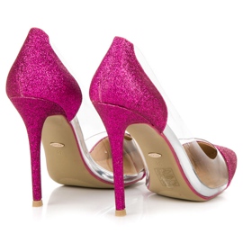 Vices Tacones transparentes con purpurina rosado 3
