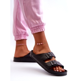 News Zapatillas de espuma para mujeres con hebillas negras negro 2
