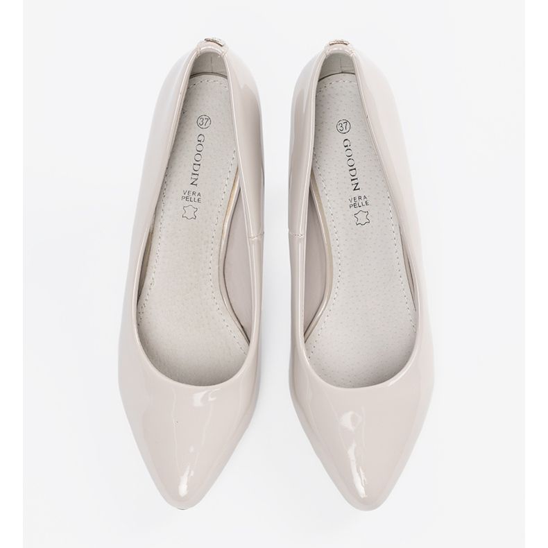 Goodin Tacones altos de mujer barnizada gris claro 2