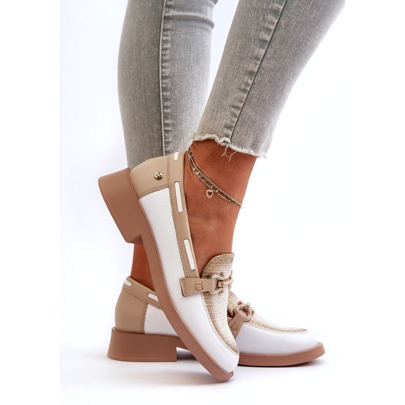 Mocasines de cuero Maciejka 06493-11 White and Beige blanco 4