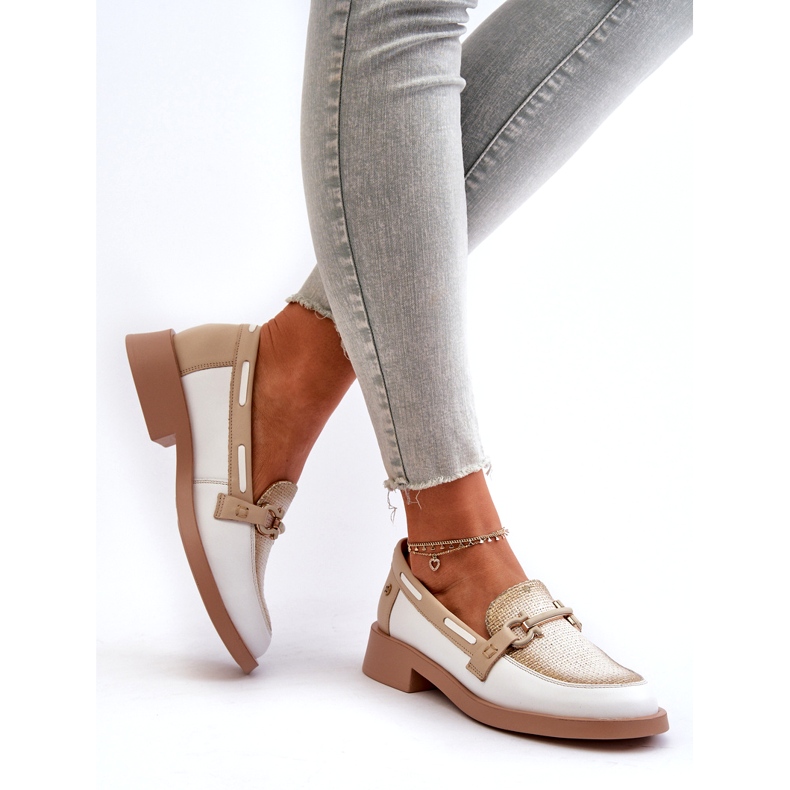 Mocasines de cuero Maciejka 06493-11 White and Beige blanco 6