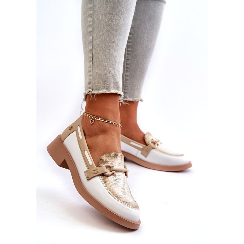 Mocasines de cuero Maciejka 06493-11 White and Beige blanco 2