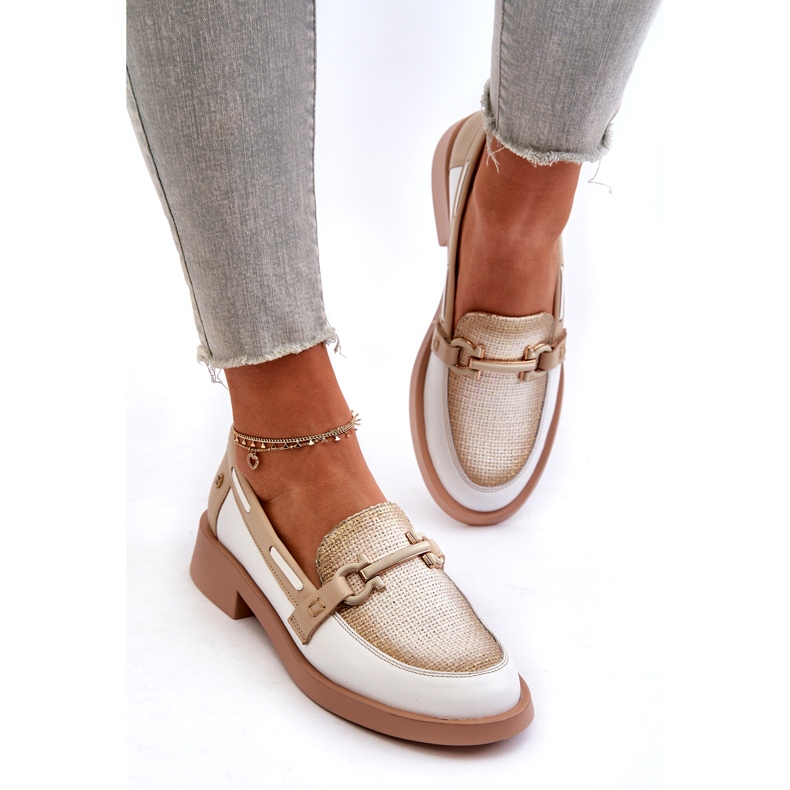 Mocasines de cuero Maciejka 06493-11 White and Beige blanco 3