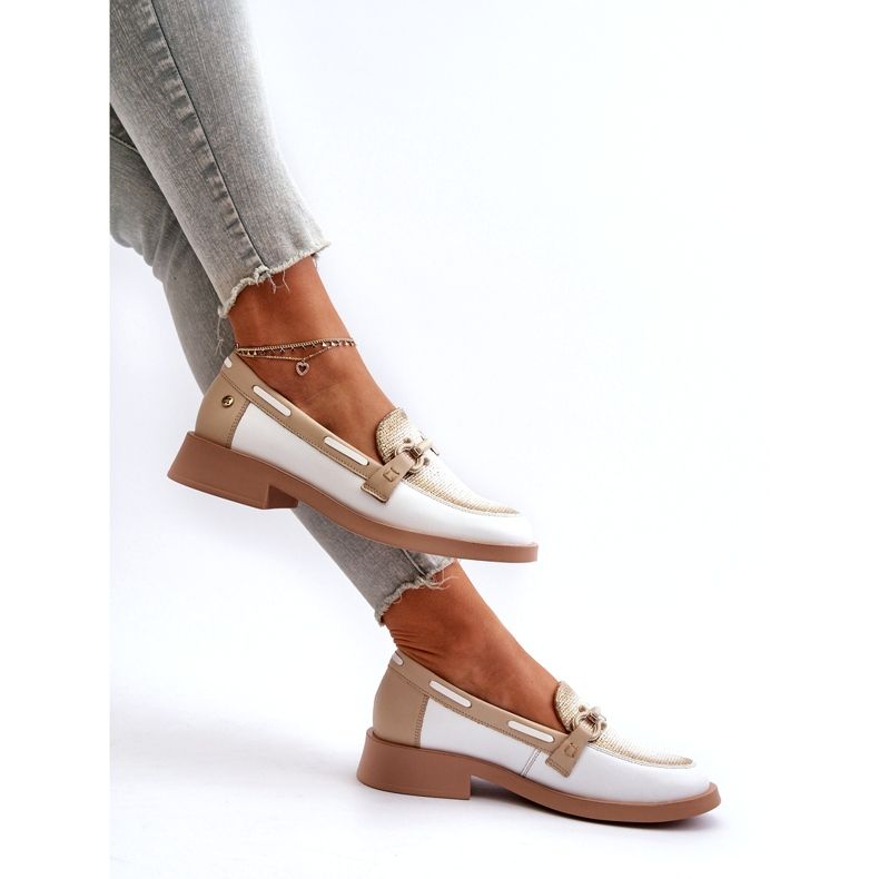 Mocasines de cuero Maciejka 06493-11 White and Beige blanco 1