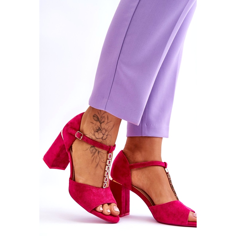 Vinceza Tacones altos de gamuza con circonitos fucsia rosa 3
