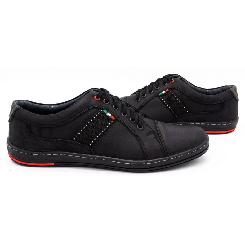 Olivier Zapatos de cuero para hombres casuales 238gt negro 3