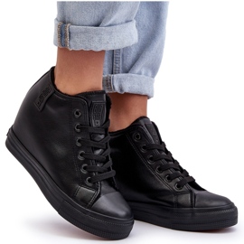 Zapatillas de deporte femeninas en una cuña Eco-cuero Big Star MM274001 Negro 5